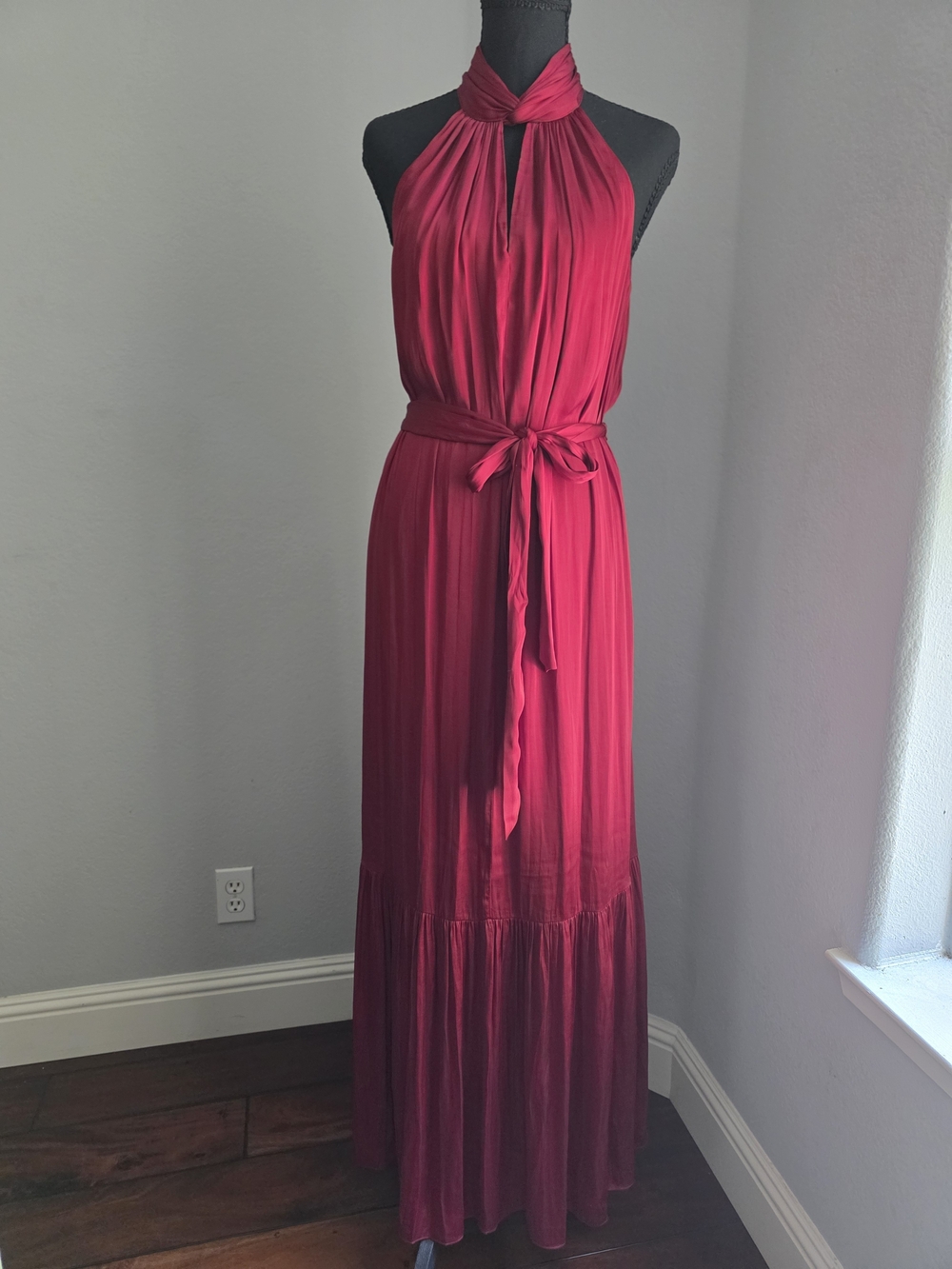 Banana Republic Red Halter Neck Maxi Dress - Size Small